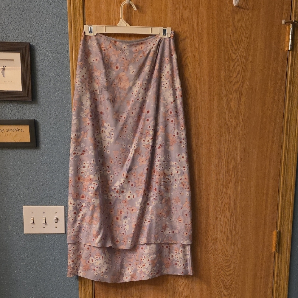 J. Jill Floral High-Low Skirt in Lavender and Pink